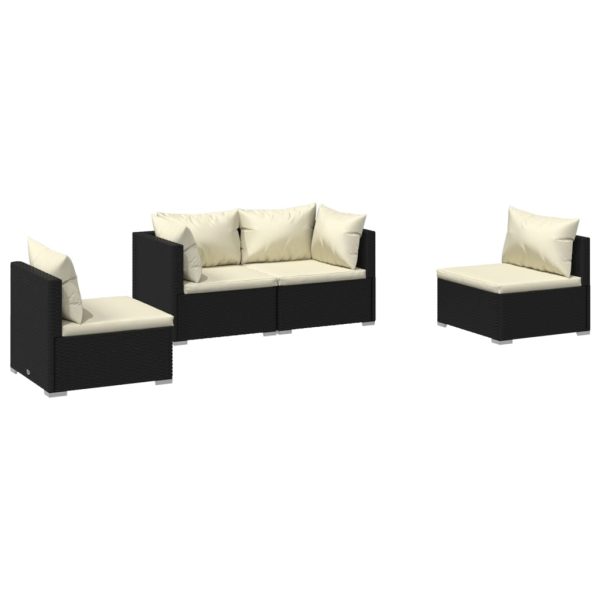 4-Delige Loungeset Met Kussens Poly Rattan - Afbeelding 2