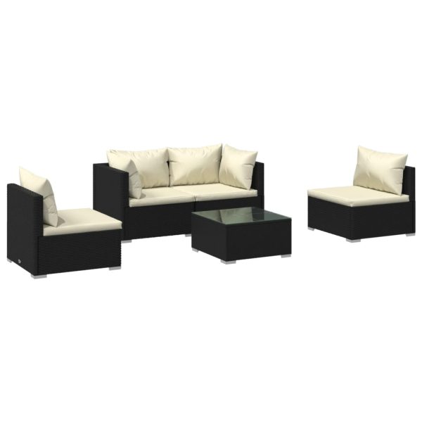 5-Delige Loungeset Met Kussens Poly Rattan - Afbeelding 2