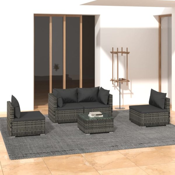 5-Delige Loungeset Met Kussens Poly Rattan - Afbeelding 16