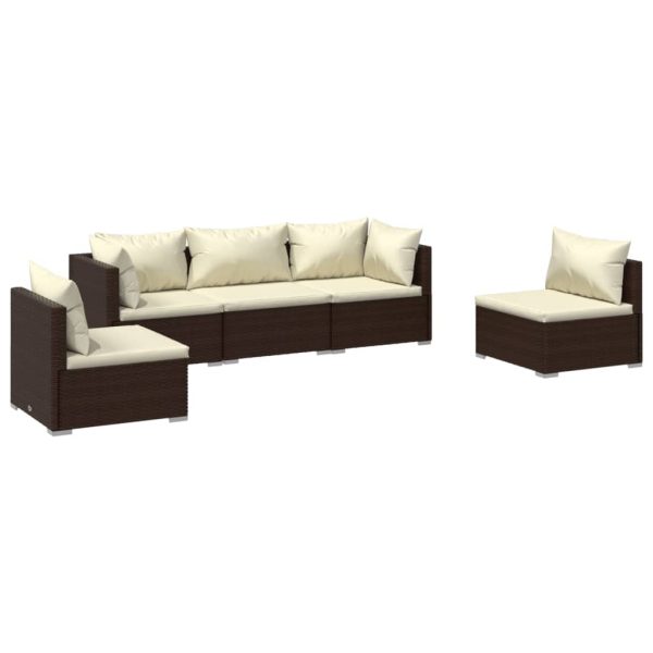 5-Delige Loungeset Met Kussens Poly Rattan - Afbeelding 2