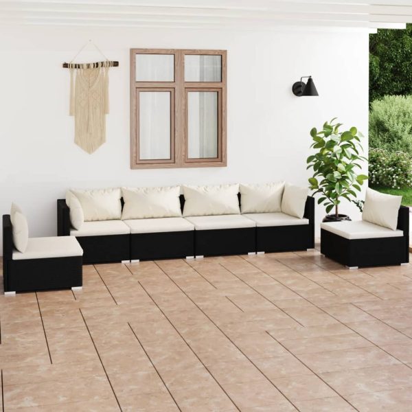 6-Delige Loungeset Met Kussens Poly Rattan - Afbeelding 10