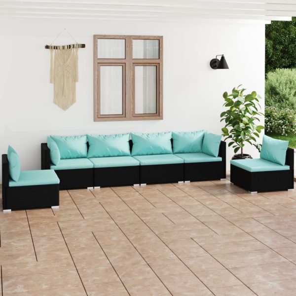 6-Delige Loungeset Met Kussens Poly Rattan - Afbeelding 11