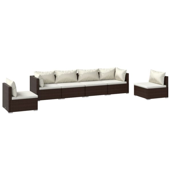 6-Delige Loungeset Met Kussens Poly Rattan - Afbeelding 2