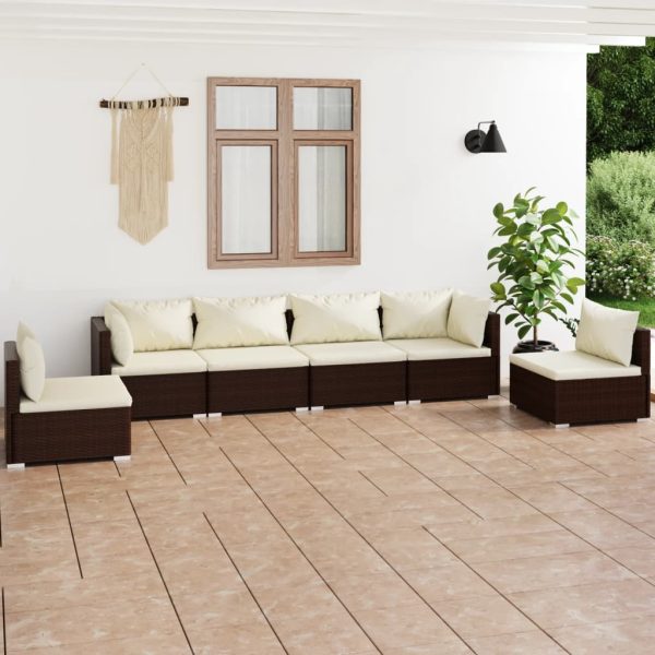 6-Delige Loungeset Met Kussens Poly Rattan