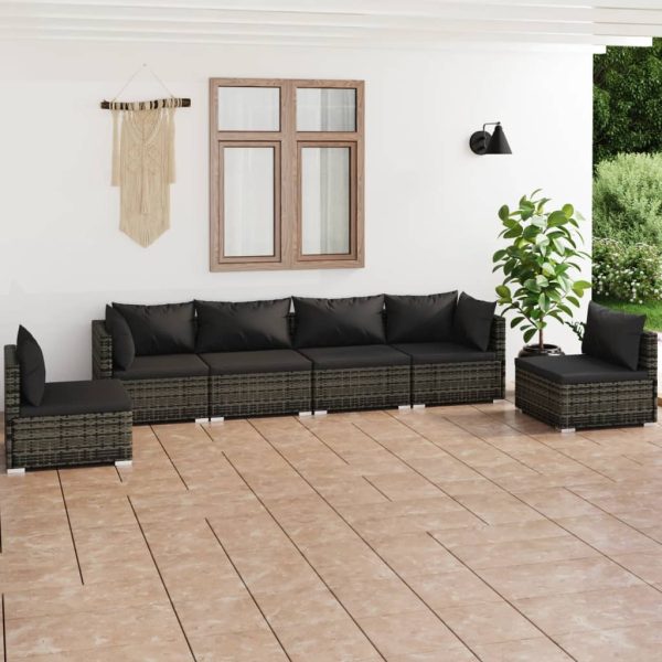 6-Delige Loungeset Met Kussens Poly Rattan - Afbeelding 12