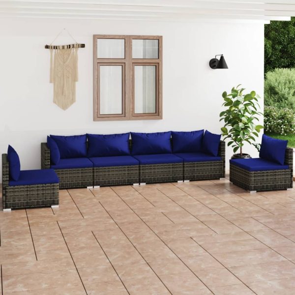 6-Delige Loungeset Met Kussens Poly Rattan - Afbeelding 13