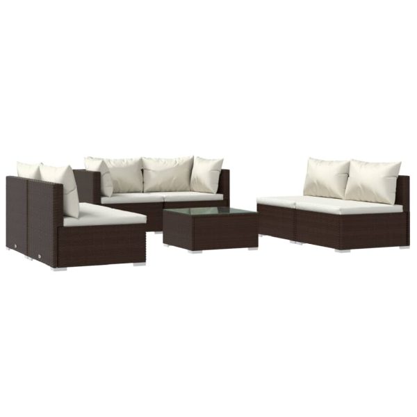 7-Delige Loungeset Met Kussens Poly Rattan - Afbeelding 2