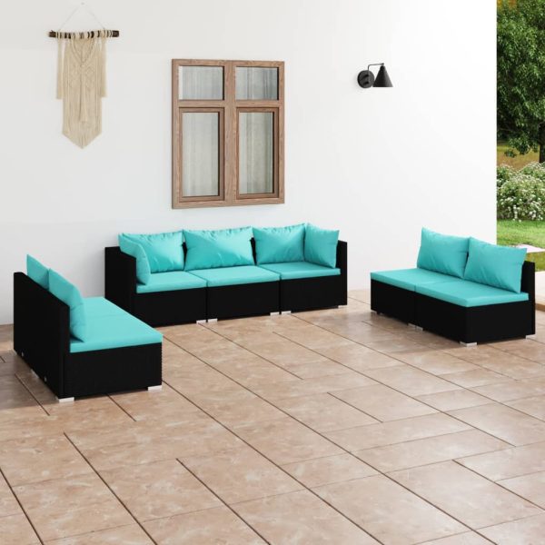 7-Delige Loungeset Met Kussens Poly Rattan - Afbeelding 11