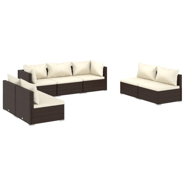 7-Delige Loungeset Met Kussens Poly Rattan - Afbeelding 2