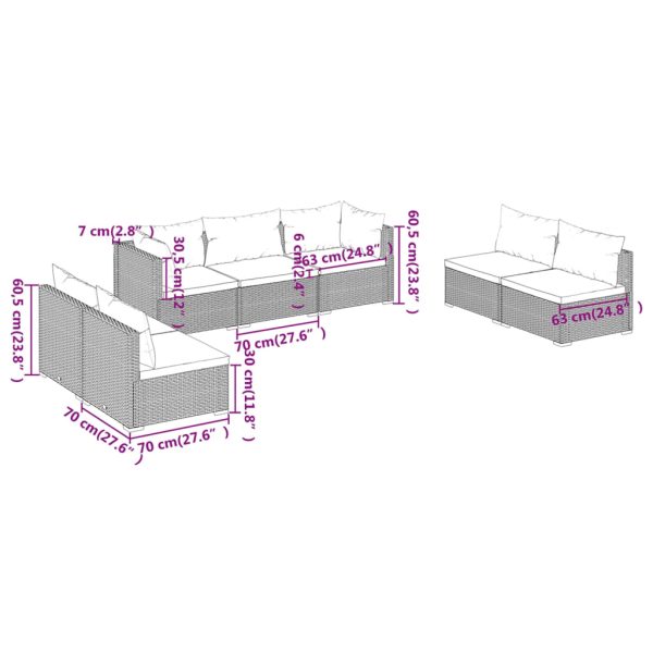 7-Delige Loungeset Met Kussens Poly Rattan - Afbeelding 7