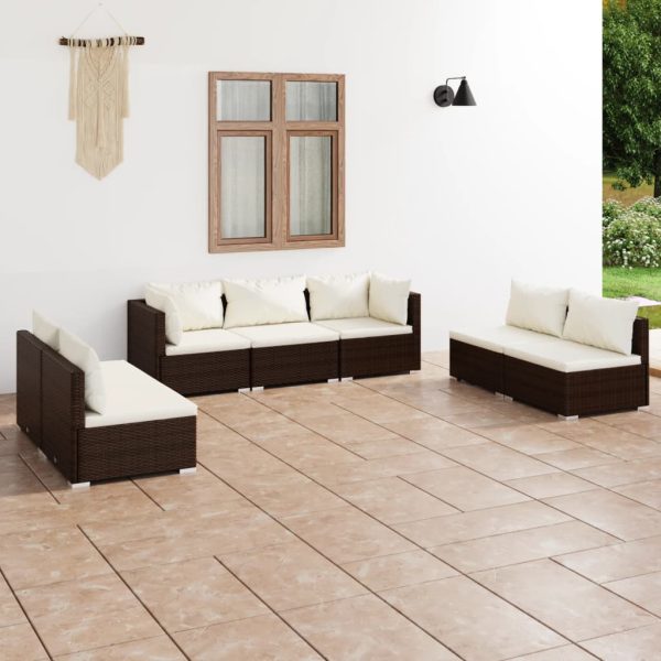 7-Delige Loungeset Met Kussens Poly Rattan