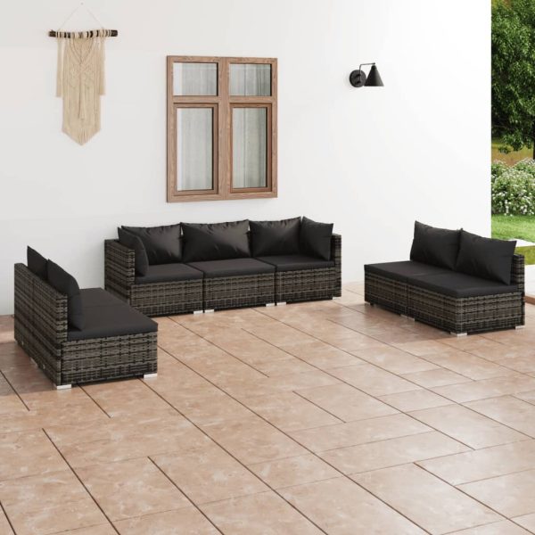 7-Delige Loungeset Met Kussens Poly Rattan - Afbeelding 12