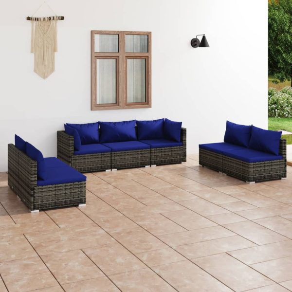 7-Delige Loungeset Met Kussens Poly Rattan - Afbeelding 13