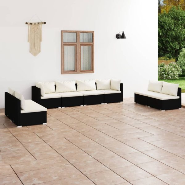 8-Delige Loungeset Met Kussens Poly Rattan - Afbeelding 12