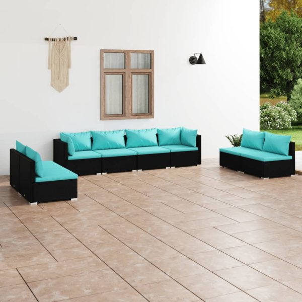 8-Delige Loungeset Met Kussens Poly Rattan - Afbeelding 13