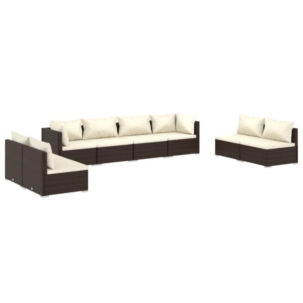 8-Delige Loungeset Met Kussens Poly Rattan - Afbeelding 2