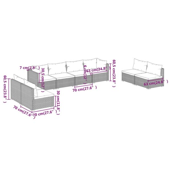 8-Delige Loungeset Met Kussens Poly Rattan - Afbeelding 7