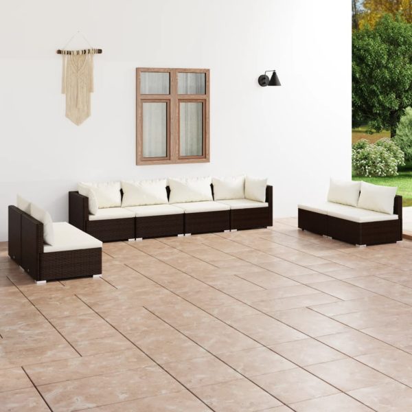 8-Delige Loungeset Met Kussens Poly Rattan