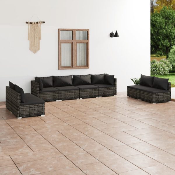 8-Delige Loungeset Met Kussens Poly Rattan - Afbeelding 10