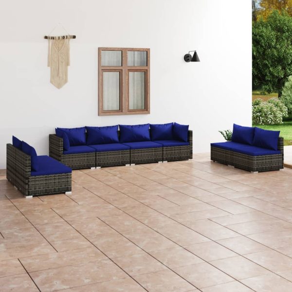 8-Delige Loungeset Met Kussens Poly Rattan - Afbeelding 11