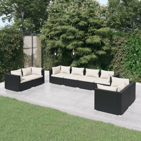 8-Delige Loungeset Met Kussens Poly Rattan