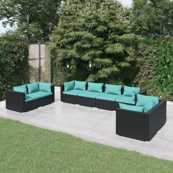 8-Delige Loungeset Met Kussens Poly Rattan - Afbeelding 11