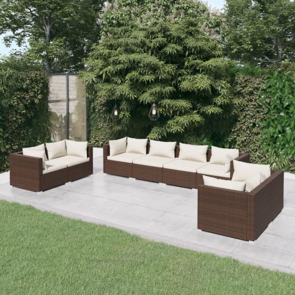 8-Delige Loungeset Met Kussens Poly Rattan - Afbeelding 12