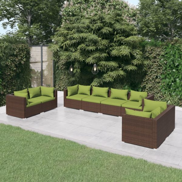 8-Delige Loungeset Met Kussens Poly Rattan - Afbeelding 13