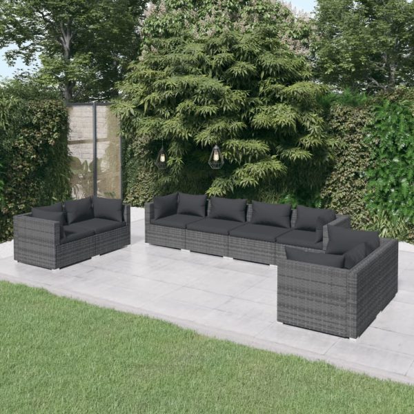 8-Delige Loungeset Met Kussens Poly Rattan - Afbeelding 14