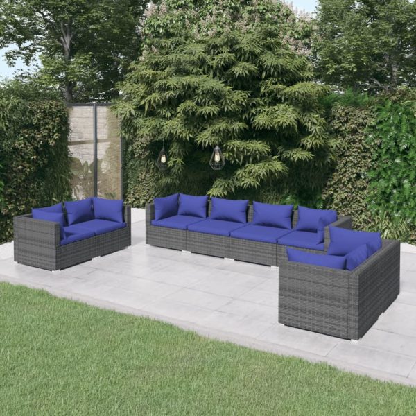 8-Delige Loungeset Met Kussens Poly Rattan - Afbeelding 15