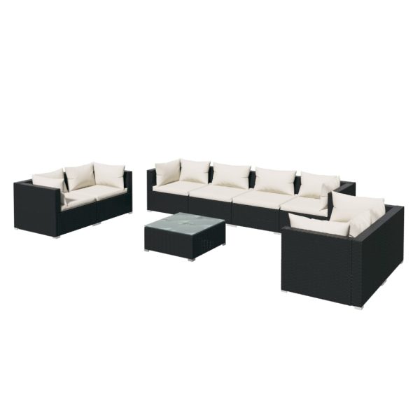 9-Delige Loungeset Met Kussens Poly Rattan - Afbeelding 2