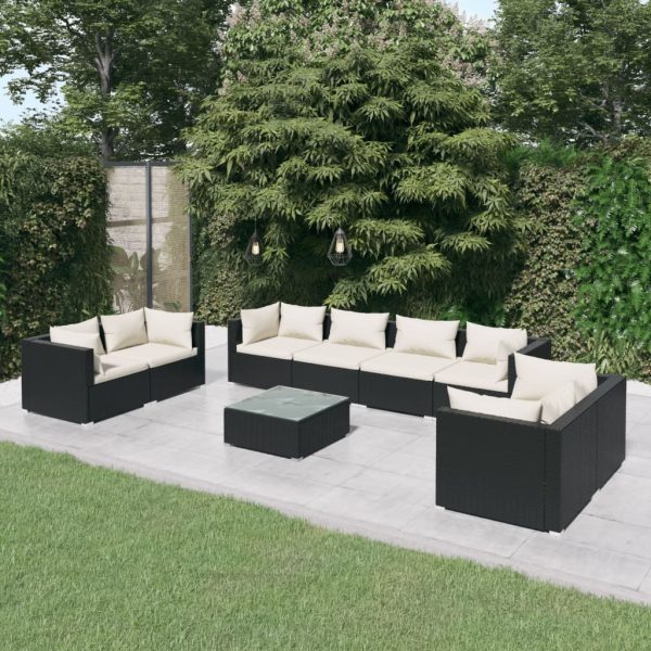 9-Delige Loungeset Met Kussens Poly Rattan