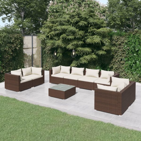 9-Delige Loungeset Met Kussens Poly Rattan - Afbeelding 13