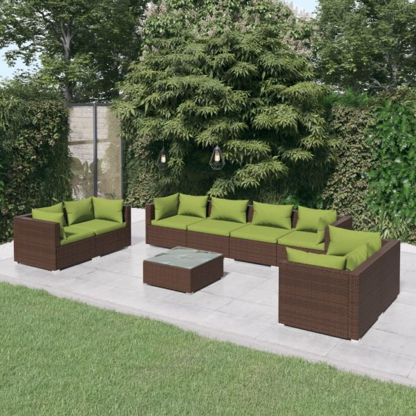 9-Delige Loungeset Met Kussens Poly Rattan - Afbeelding 14