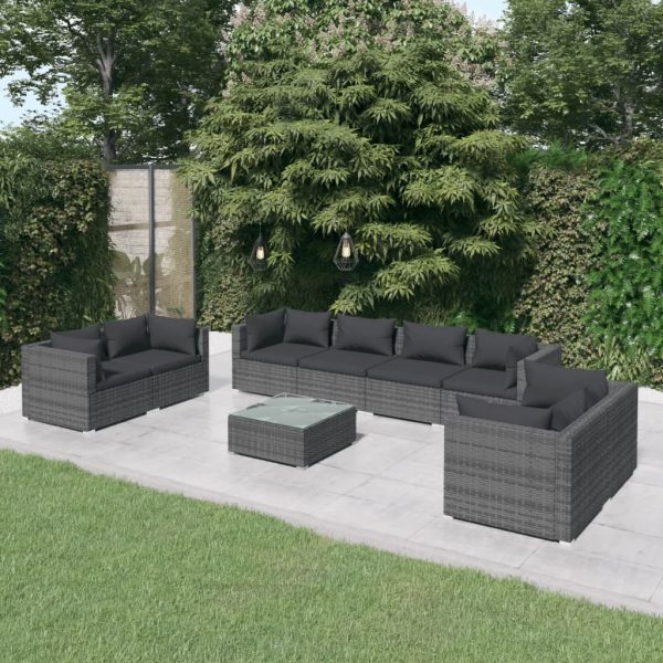 9-Delige Loungeset Met Kussens Poly Rattan - Afbeelding 15