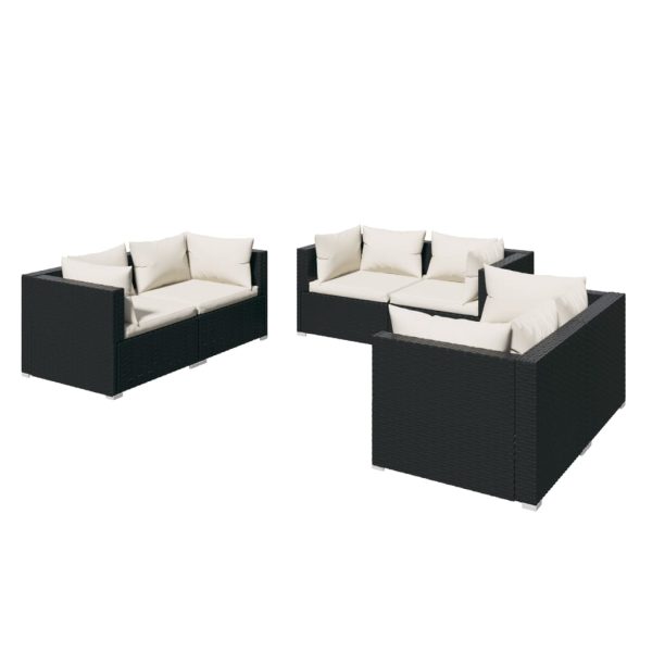 6-Delige Loungeset Met Kussens Poly Rattan - Afbeelding 2