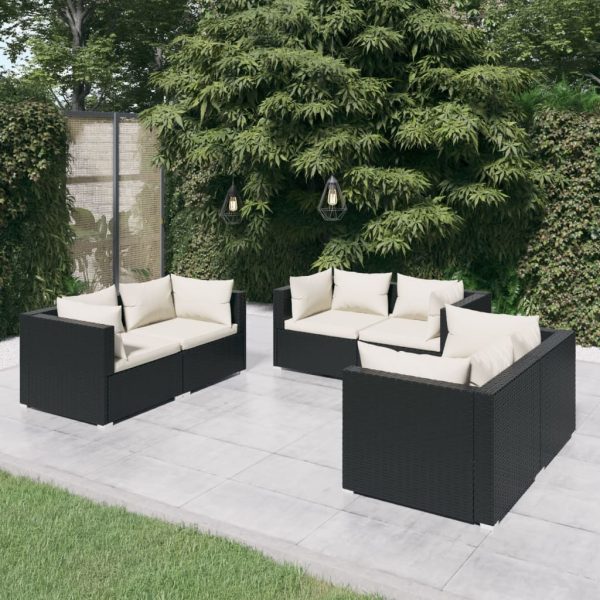 6-Delige Loungeset Met Kussens Poly Rattan