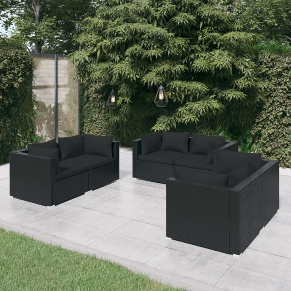 6-Delige Loungeset Met Kussens Poly Rattan - Afbeelding 7