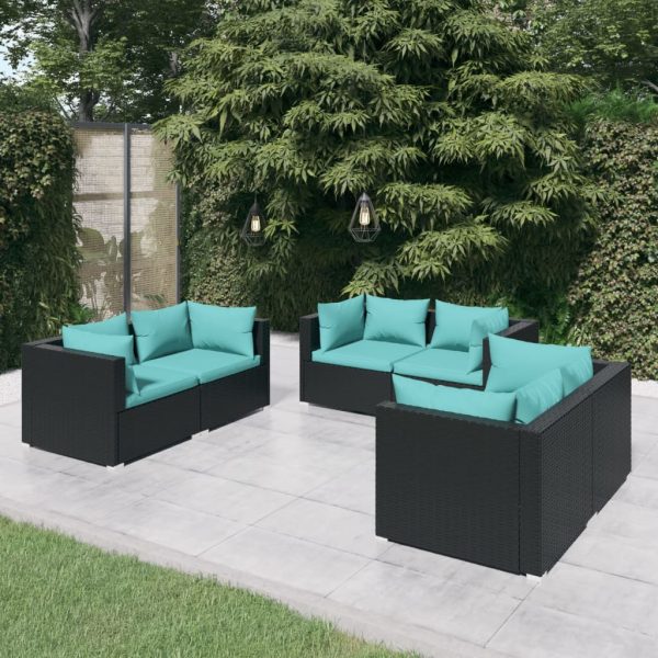 6-Delige Loungeset Met Kussens Poly Rattan - Afbeelding 8