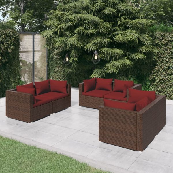 6-Delige Loungeset Met Kussens Poly Rattan - Afbeelding 10