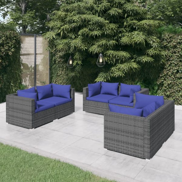 6-Delige Loungeset Met Kussens Poly Rattan - Afbeelding 13