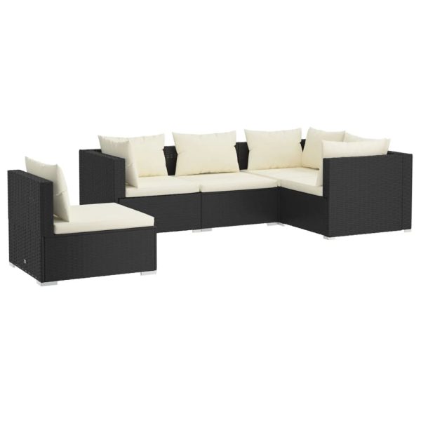 5-Delige Loungeset Met Kussens Poly Rattan - Afbeelding 2