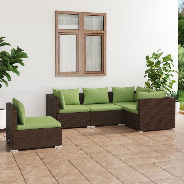 5-Delige Loungeset Met Kussens Poly Rattan - Afbeelding 14