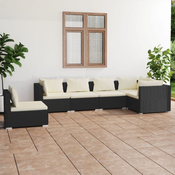 6-Delige Loungeset Met Kussens Poly Rattan - Afbeelding 10