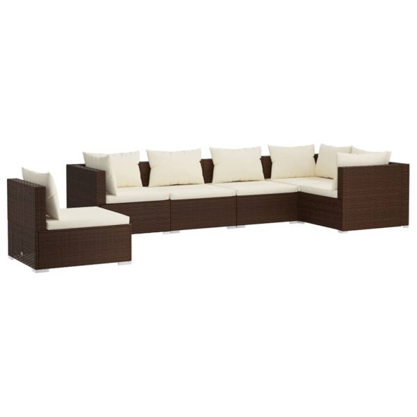 6-Delige Loungeset Met Kussens Poly Rattan - Afbeelding 2