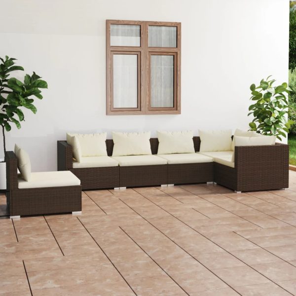 6-Delige Loungeset Met Kussens Poly Rattan