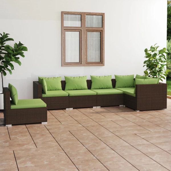 6-Delige Loungeset Met Kussens Poly Rattan - Afbeelding 12