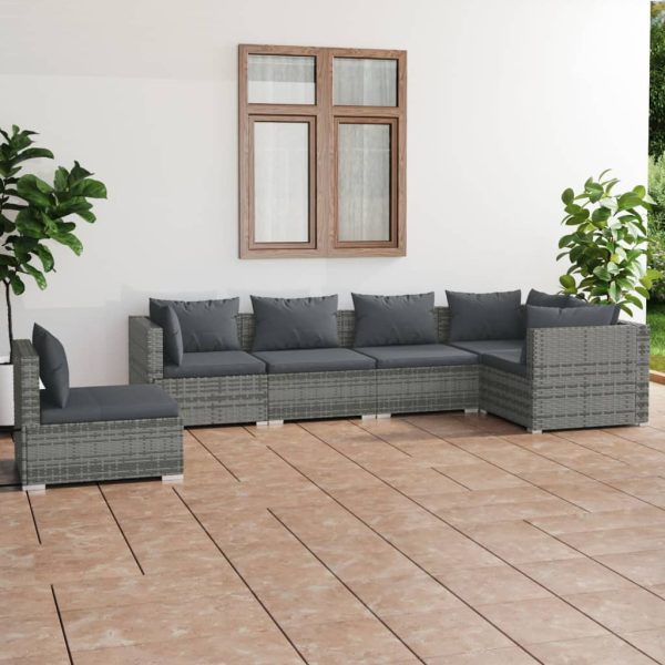 6-Delige Loungeset Met Kussens Poly Rattan - Afbeelding 13