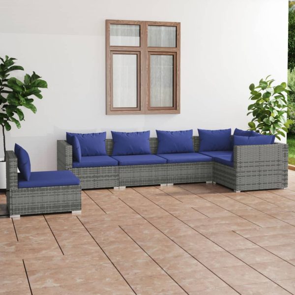 6-Delige Loungeset Met Kussens Poly Rattan - Afbeelding 14