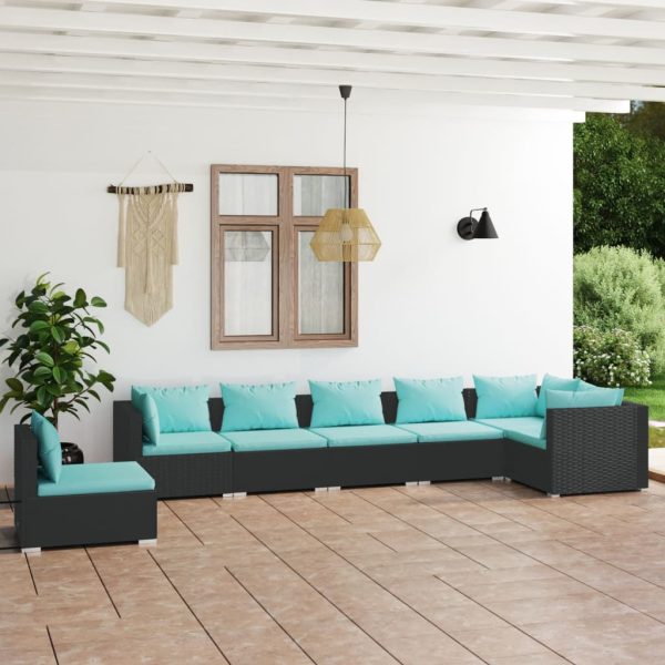 7-Delige Loungeset Met Kussens Poly Rattan - Afbeelding 11